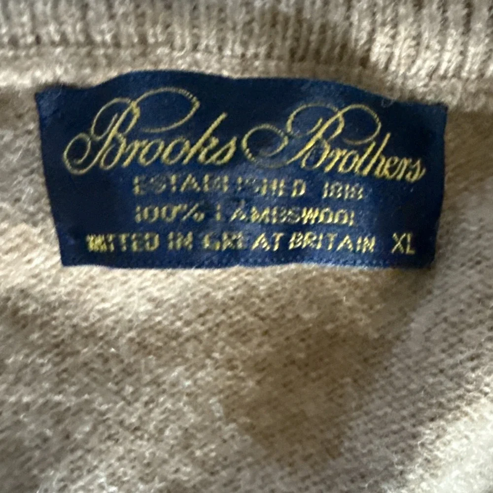 Brooks‎ Brothers Mens Sweater Camel Tan 100% Lambswool V-neck Pullover XL